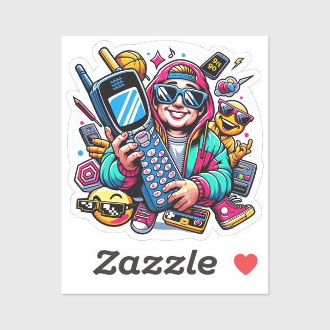 Pegatina Zona de juegos Retro Tech: Una odisea nostálgica d (Hoja)