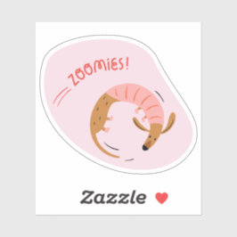 Pegatina zoomías lindas ilustradas marrón luz de perro rosa