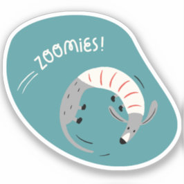 Pegatina zoomías lindo salchicha perro turquesa