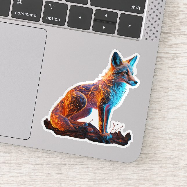 Pegatina Zorro de escarcha de fuego (Detalle)