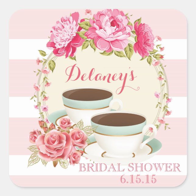 Pegatinas a favor de Bridal Tea Party (Anverso)