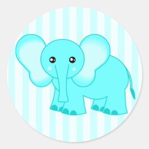 Pegatinas a rayas de elefante azul lindo