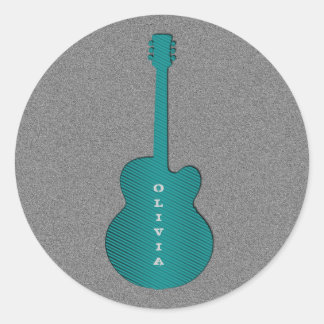 Pegatinas a rayas de guitarra redonda, turquesa
