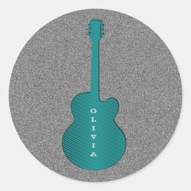 Pegatinas a rayas de guitarra redonda, turquesa (Anverso)