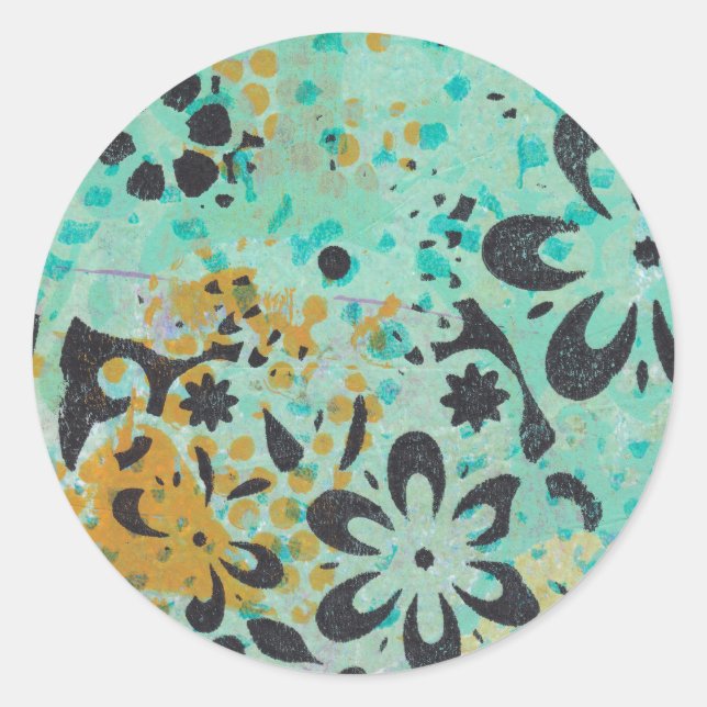 Pegatinas abstractos azules y amarillos (Anverso)