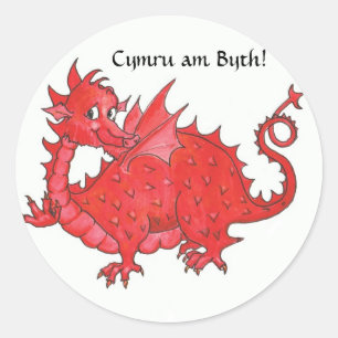 Pegatinas adaptables con el dragón lindo del rojo