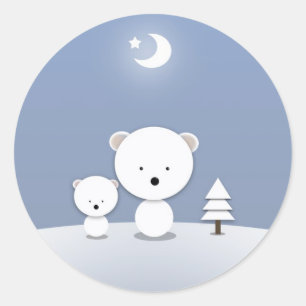 Pegatinas adorables de oso polar de Navidad