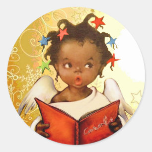 Pegatinas afroamericanos del navidad del ángel de