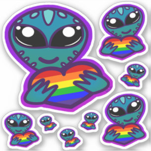 Pegatinas alienígenas del Orgullo Arcoiris