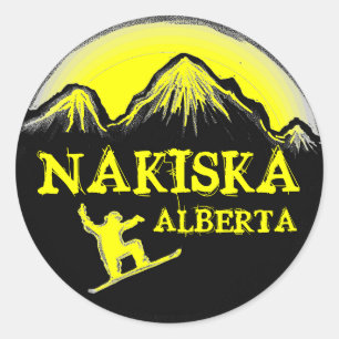 Pegatinas amarillos de la snowboard de Nakiska