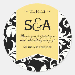 Pegatinas amarillos limón elegantes del favor del