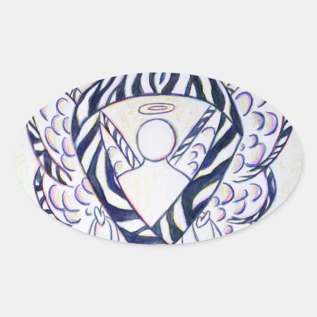 Pegatinas Angel Oval de Cinta de Sensibilización s (Anverso)