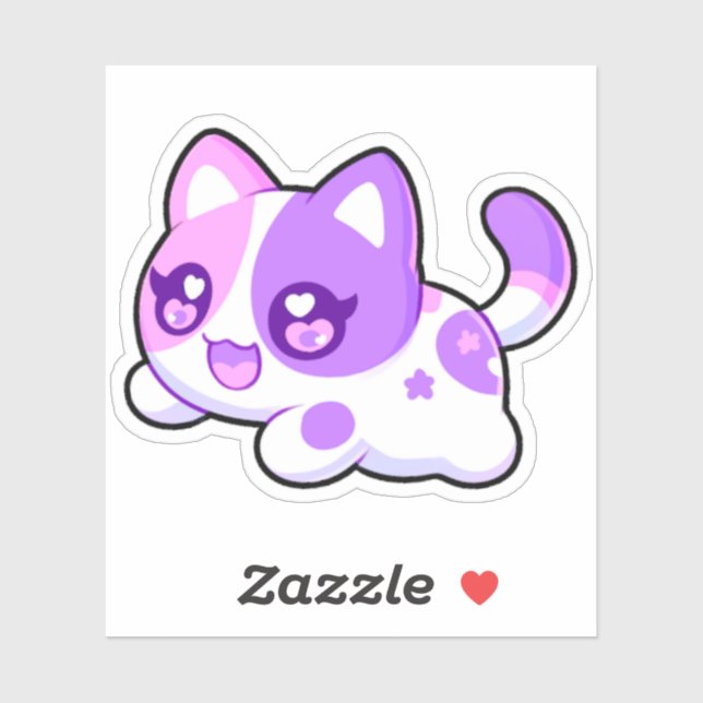 Pegatinas Aphmau, Meemeows, Cute Cat, Purple Kawai (Hoja)