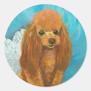 Pegatinas Apricot Red Poodle Puppy y Ball