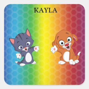 Pegatinas arcoiris gatitos y pimienta.