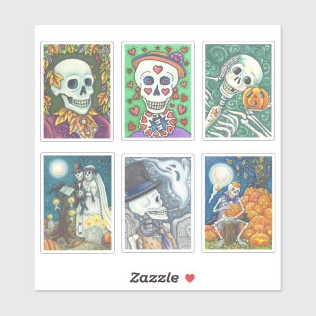 PEGATINAS ASORCIADOS DE WHIMSY SKULL, SKELETON MUE (Hoja)