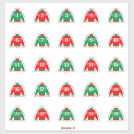 Pegatinas avanzados con números rojos y verdes