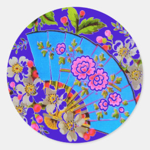 Pegatinas Azules de Ventilador Chino