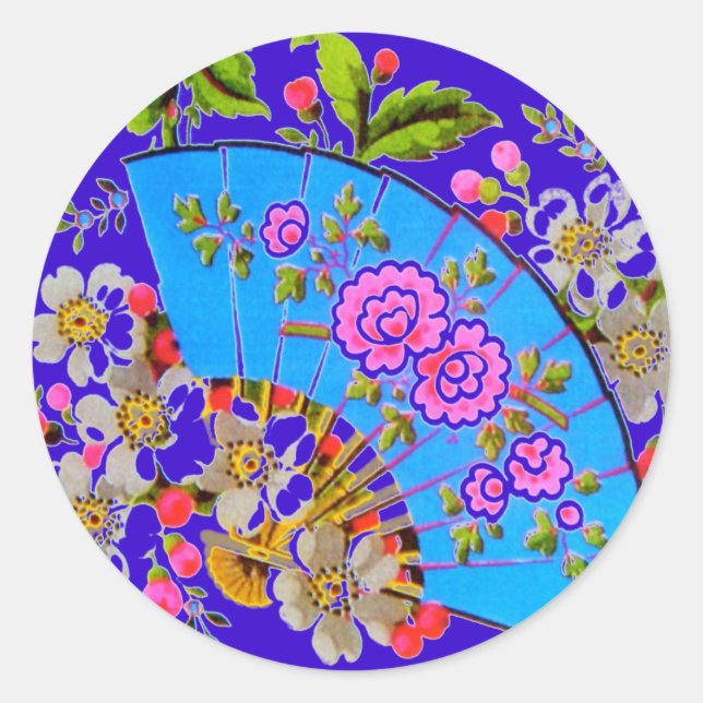 Pegatinas Azules de Ventilador Chino (Anverso)