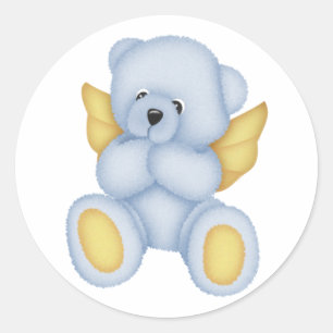 Pegatinas azules del ángel del oso de peluche