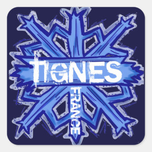 Pegatinas azules del copo de nieve de Tignes