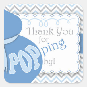 Pegatinas azules del favor de Baby Shower del