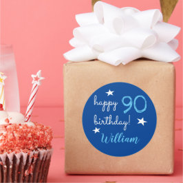 Pegatinas azules personalizadas cumpleaños 90