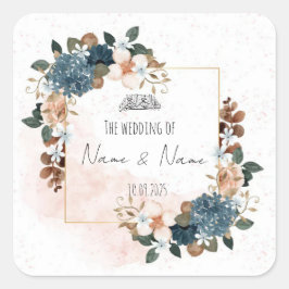 Pegatinas azules y rosadas florales para favorecer