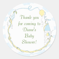 Pegatinas Baby Shower Amarillo/Castillo de 1/2" o 
