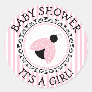 Pegatinas Baby Shower Chica de bugs rosados