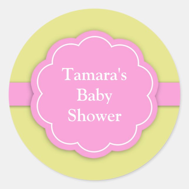 Pegatinas Baby Shower de Chica rosa (Anverso)