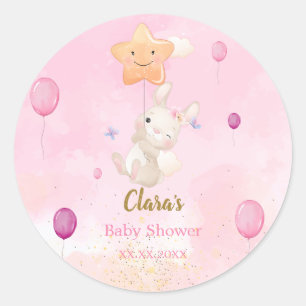 Pegatinas Baby Shower de color azul rosa Bunny
