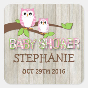 Pegatinas Baby Shower de Lechuza Blanca y Rosa