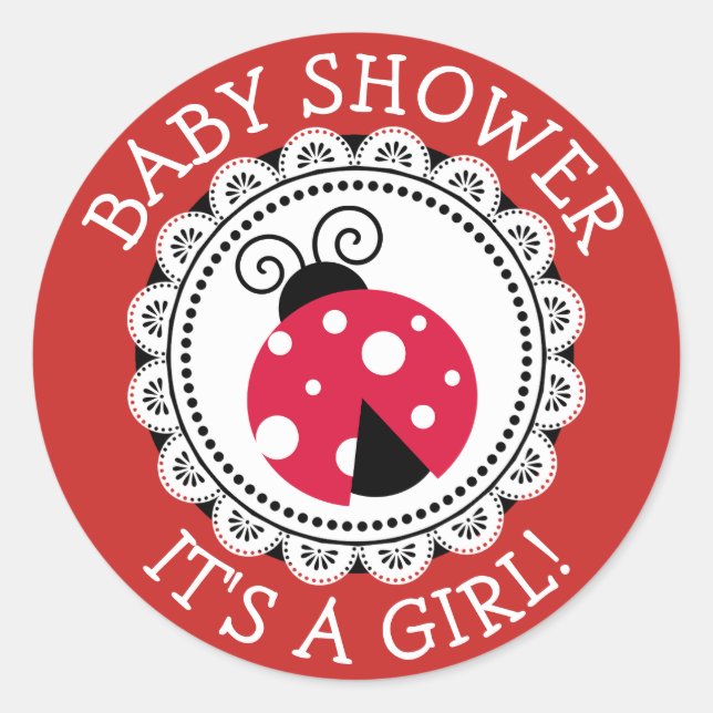 Pegatinas Baby Shower de Red Ladybug Chica (Anverso)