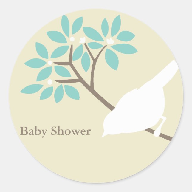 Pegatinas Baby Shower de White Bird (Anverso)