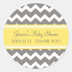 Pegatinas Baby Shower Favor de la Chevron gris ama