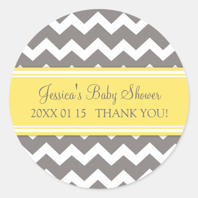 Pegatinas Baby Shower Favor de la Chevron gris ama (Anverso)