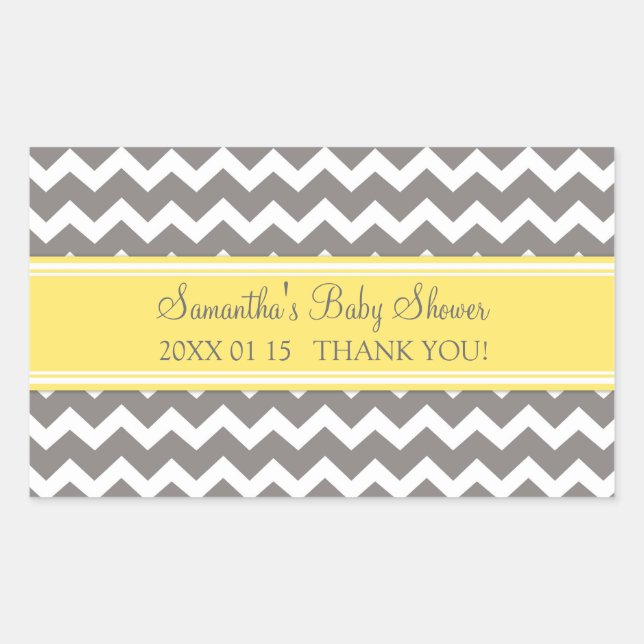 Pegatinas Baby Shower Favor de la Chevron gris ama (Anverso)
