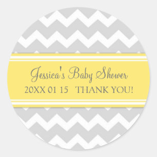Pegatinas Baby Shower Favor de la Chevron gris ama