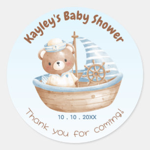 Pegatinas Baby Shower Favor del Oso Náutico