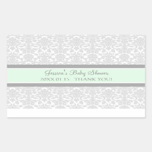 Pegatinas Baby Shower Favorito de Mint Gray Damask