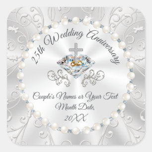 Pegatinas baratos del 25° aniversario por favores 