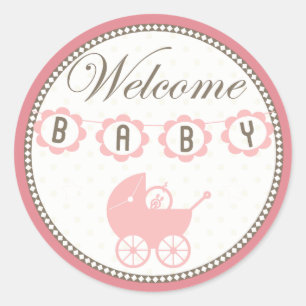 Pegatinas bebes de bienvenida rosadas