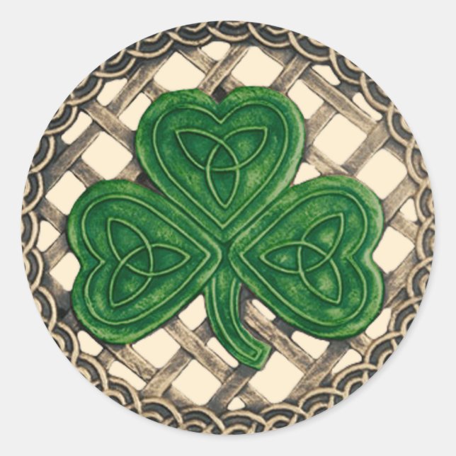 Pegatinas Beige De Shamrock And Celtic Knots (Anverso)