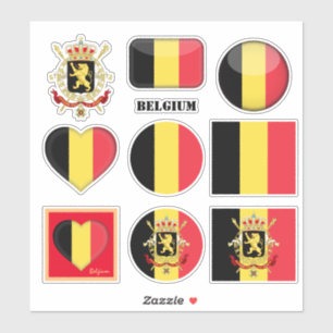 Pegatinas belgas y bandera belga, corazón/deporte
