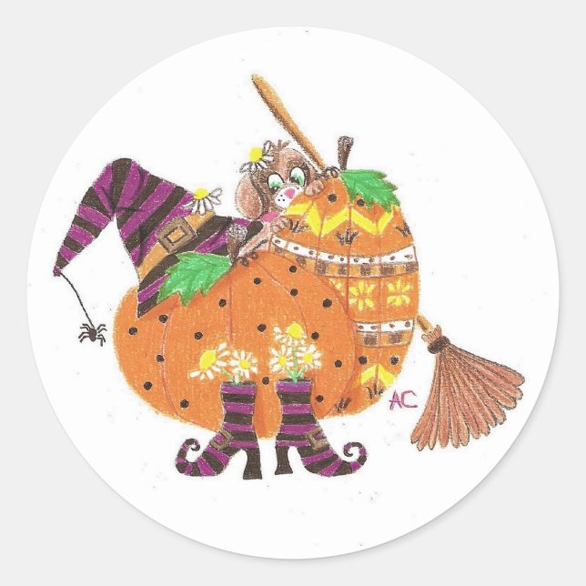Pegatinas blancas de Halloween de cachorro detrás  (Anverso)