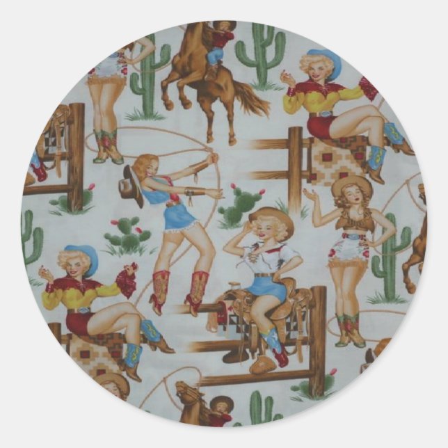 Pegatinas blancos de Rodeo Cowgirls (Anverso)