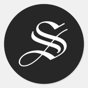 Pegatinas blancos negros del monograma de la