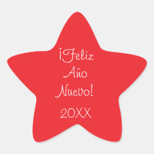 Pegatinas blancos y rojos felices de Año Nuevo per