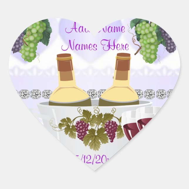 Pegatinas boda DE BOTELLAS DE Vino (Anverso)